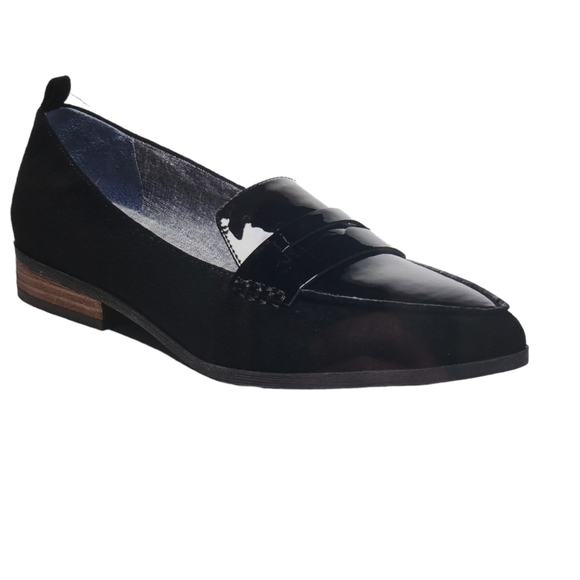 DR SHOALS WOMEN'S ECLIPSE MEMORY FOAM BLACK PATENT AND SUEDE LOAFERS SZ 7.5 - Picture 2 of 11